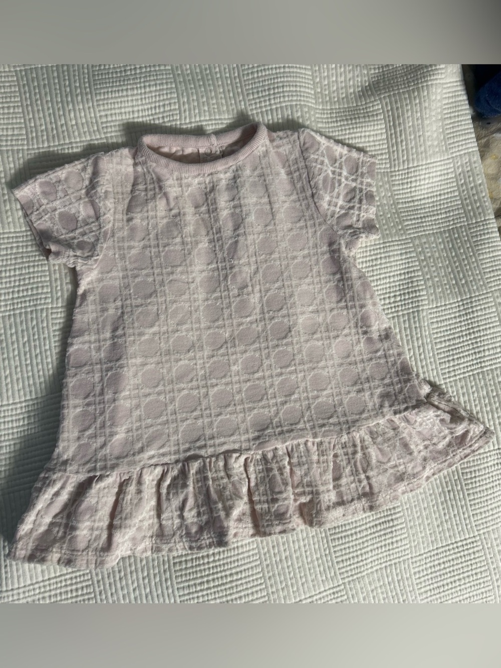 Authentic Baby Dior Luxury Pink Textured Ruffle Top Blouse – Size 6M